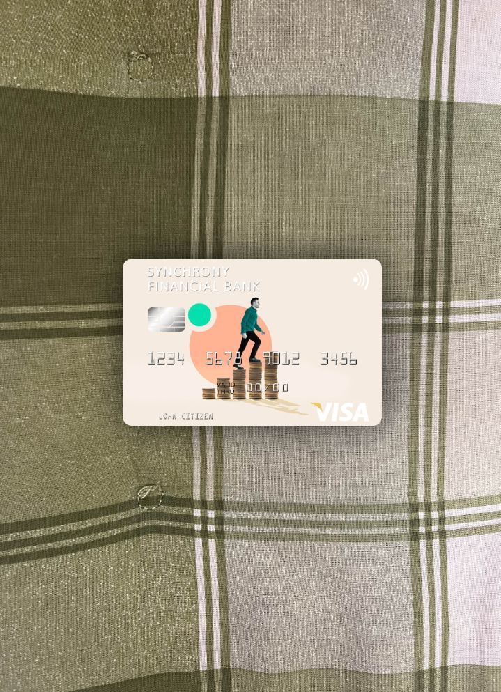 Download USA Synchrony Financial Bank visa card photolook front Photoshop template